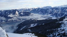 Zell am See, Цел ам Зее, изглед от пистите към езерото